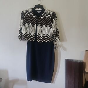 Danny & Nicole 2Pc Dress ivory/Navy